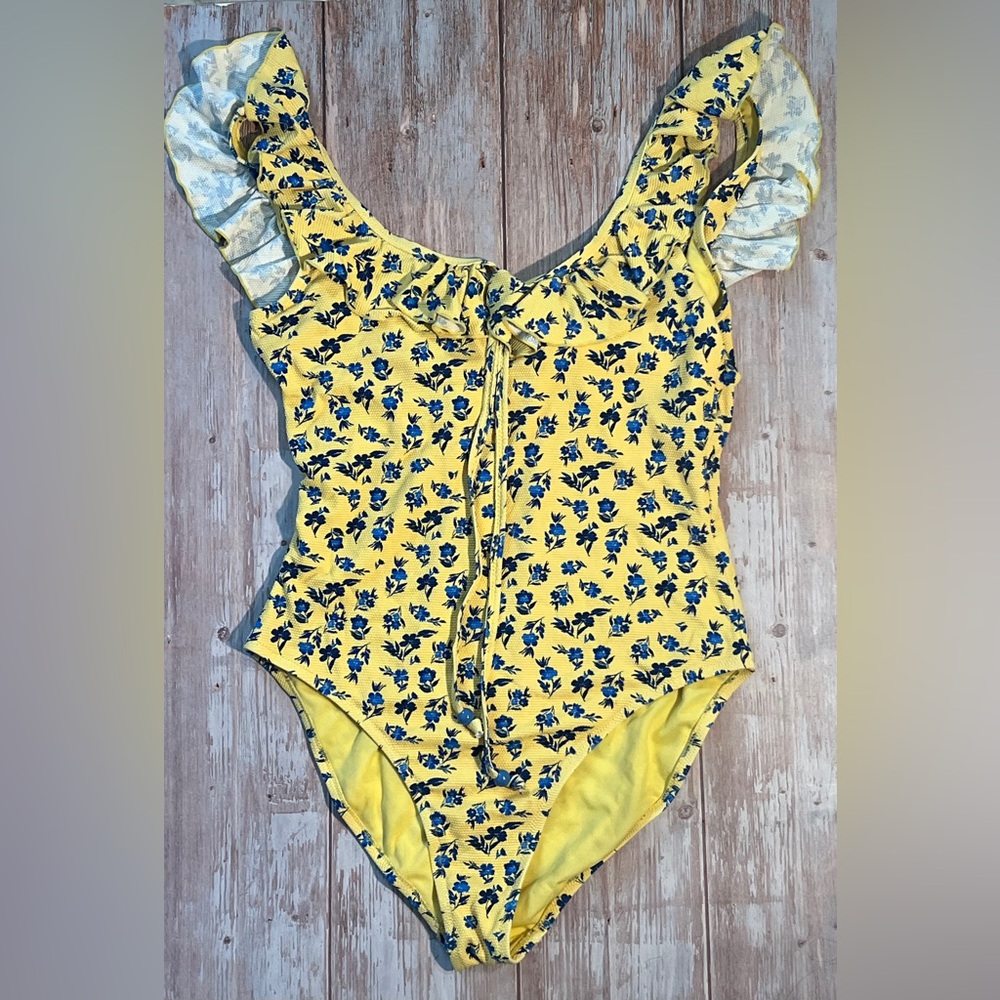 Jessica Simpson Yellow floral onepiece swimsuit